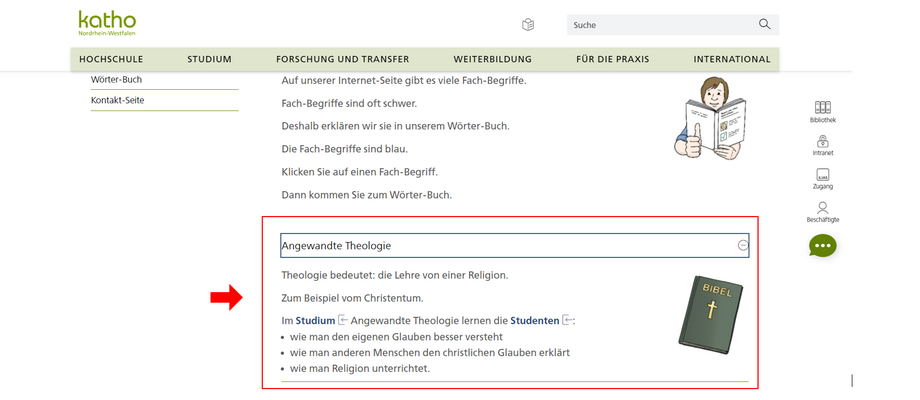 Zu sehen ist ein Screenshot der Startseite der leichten Sprache.