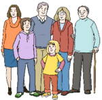 Personen verschiedenen Alters stehen zusammen.