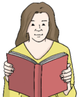Es wird eine Frau gezeigt, die ein Buch liest.