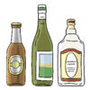 Es sind drei ALkoholische Flaschen abebildet.