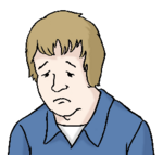 Zu Sehen ist ein Portrait eines Mannes mit traurigem Gesichtsausdruck.