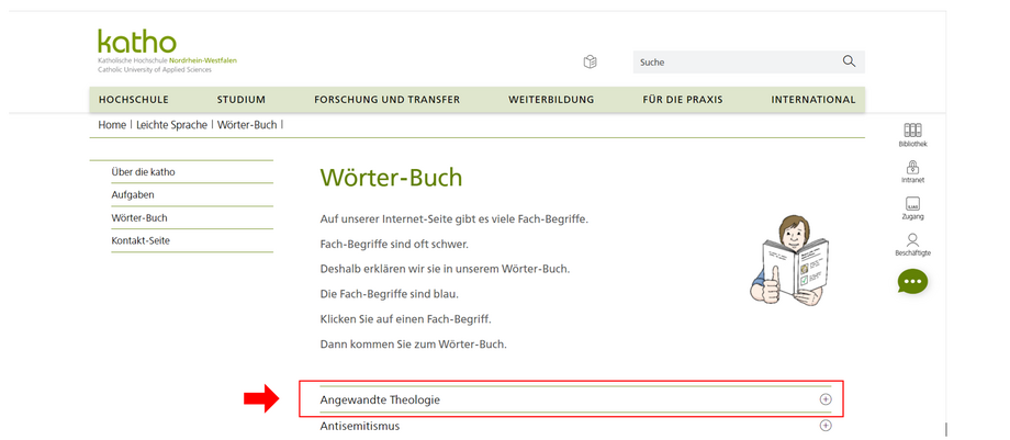 Zu sehen ist ein Screenshot der Startseite der leichten Sprache.