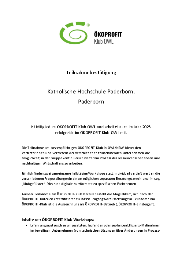 Teilnahmebestätigung