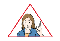 Das BIld zeigt eine Frau mit Braunen Haaren die ihren Finger hält, sie ist in einem rot umrandeten Dreieck abebildet.